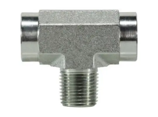 Branch Tee, 1/8 in Female Pipe x 1/8 in Female Pipe x 1/8 in Male Pipe, Steel