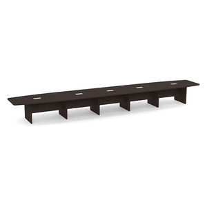 24ft Boat Shape, slab base Conference Table: ESPRESSO 