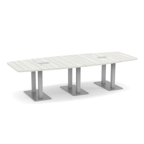 Boat-Shape Conference Table 10 Ft with Palmer Brushed Double Base - Silver Birch