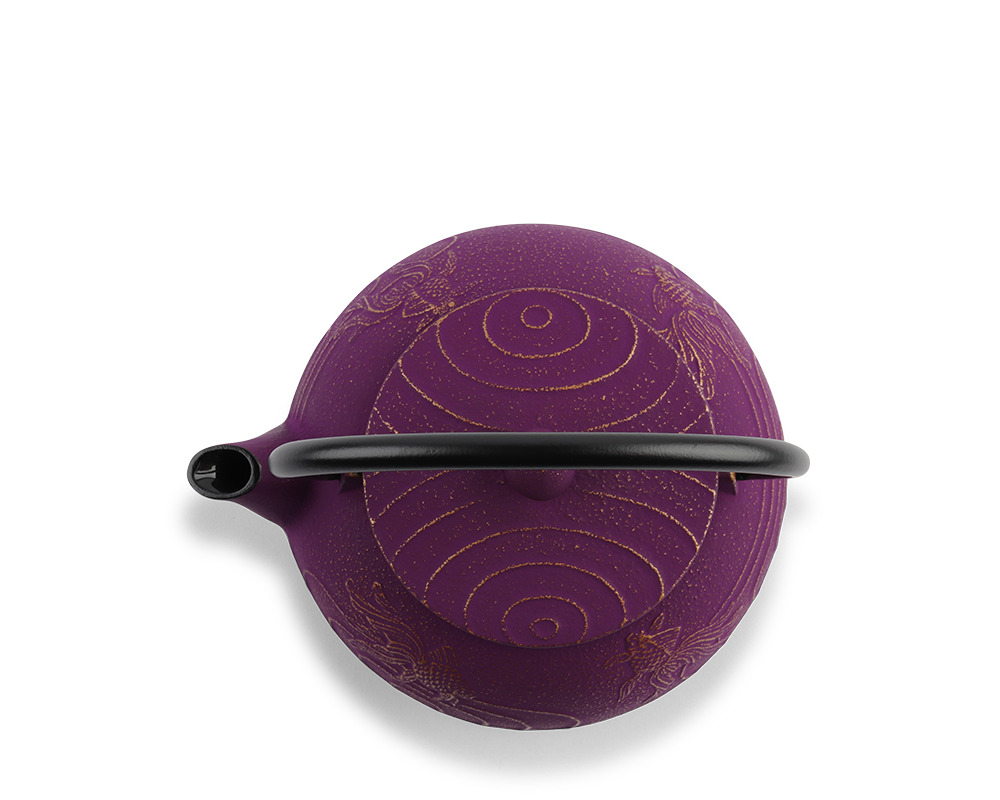 Teapot Cast Iron Purple Goldfish