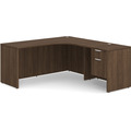 Classic L-Shape Workstation 66" x 66" with Right Hand Return and Box/File Pedestal - Modern Walnut