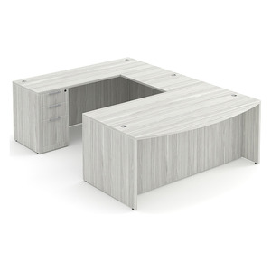 CLAUD2002 Executive Bowfront 71" x 112" Desk- Silver Birch
