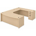 CLAUD1012R- Right-Handed Classic U-Shape Bowfront Executive Workstation 71" W x 107" D with Box/Box/File Pedestal- Maple