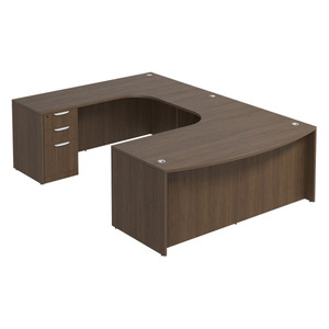 CLAUD1013 Left Executive Bowfront 71" X 120" Desk- Modern Walnut