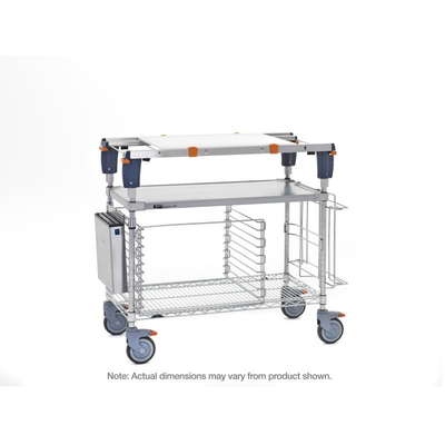 Metro MSQ1848-FGBR-PK2 PrepMate qwikSet MultiStation 48" Prep Station with Accessory Pack 2, Solid Galvanized top shelf and Brite Zinc Wire bottom shelf with Chrome posts