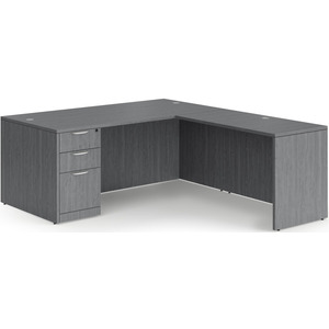 CLALD2038- Classic L-Shape Desk 66" W x 30" D with 42" Return and Box/Box/File Pedestal- Newport Gray