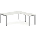 Elements L-Shape Desk 72" x 72" x 36"D - Silver Birch with Silver Legs