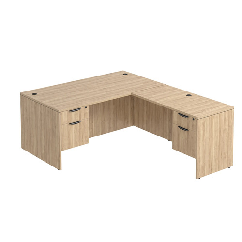 Classic L-Shape Desk 77" x 66" with 2 Box/File Pedestals - Aspen