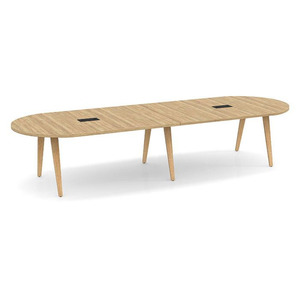 SIGRT3138N-WOOD - 12 ft. Signature Racetrack Conference Table with Wood VA Legs