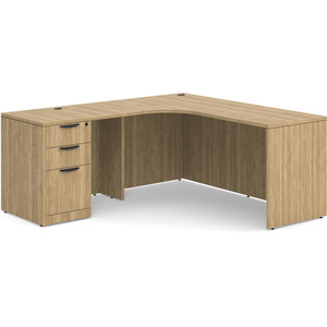 CLALD1005L- Left-Handed Classic L-Shape Workstation 66" W x 24" D with 42" Return and Box/Box/File Pedestal- Aspen