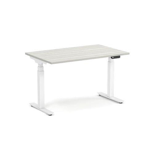 Enhance Electric Height-Adjustable Desk 30" X 48" - Silver Birch with White Base