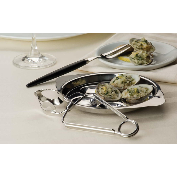 Stainless Steel Snail Plate, Tong & Fork