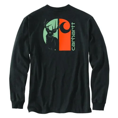 CARHARTT 107041 - Loose Fit Heavyweight Long-Sleeve Pocket Deer Graphic T-Shirt - Carbon Heather