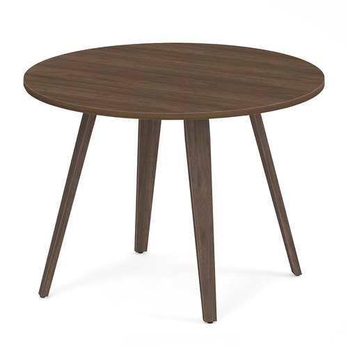 Signature Round Meeting Table 42" - Modern Walnut with Wood Legs