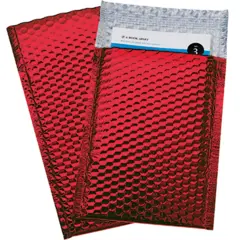 7.5 X 11" RED GLAMOUR BUBBLE MAILERS, PEEL & SEAL 72/CA GBM0711R