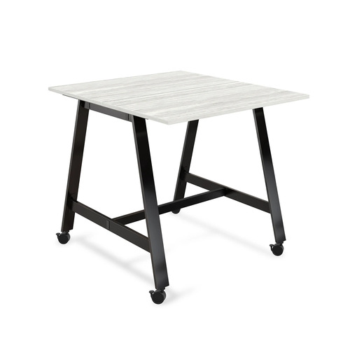 Signature Bistro Benching Table 48" x 48" - Silver Birch with Black Legs