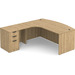 CLALD1008L- Left-Handed Bowfront L-Desk 71" W x 36" D with 47" Return and Box/Box/File Pedestal- Aspen