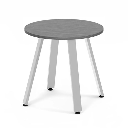Signature Round Meeting Table 30" - Newport Grey with Silver Metal Legs