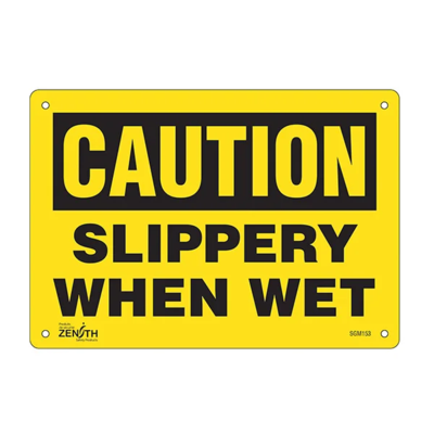 Slippery When Wet Sign - 10" x 7" - Aluminum - English