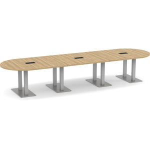 PALRT3168N - 14 ft. Classic Racetrack Conference Table with Brushed Silver Palmer Base