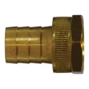 Short Shank Female End Hex Adapter with Hex Nut, 1/2-in Garden Hose Barbed x 3/4-in FGH,