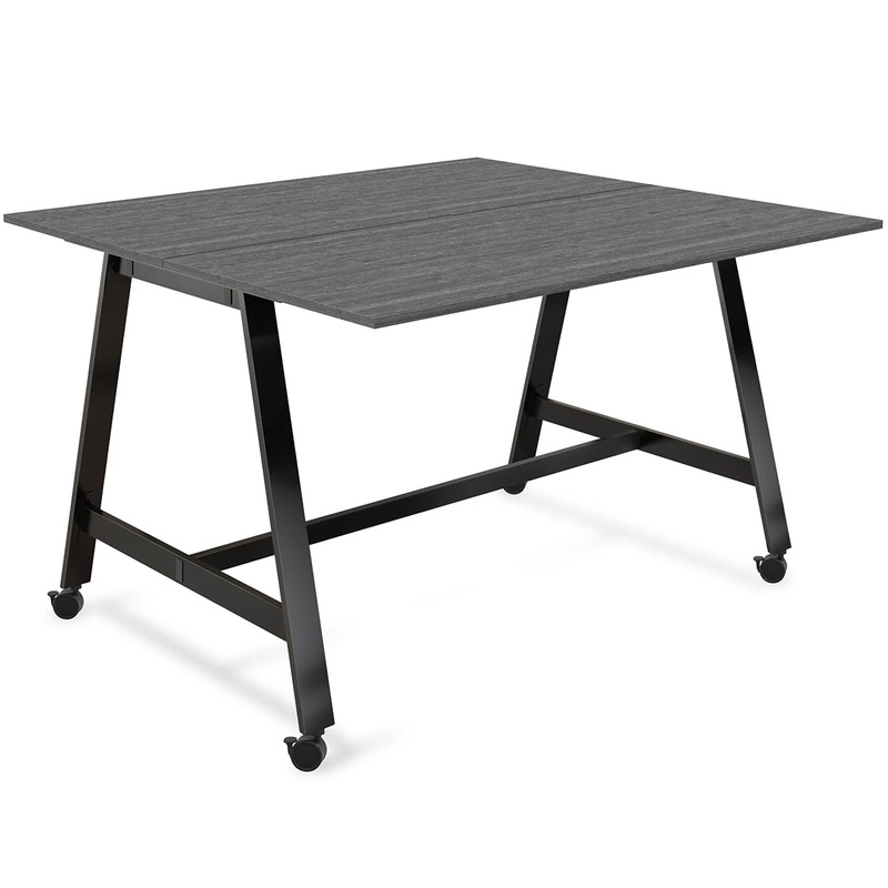 Signature Bistro Benching Table 60" x 72" - Newport Grey with Black Legs
