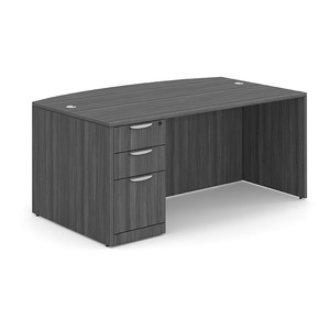 PL187 66" BOW FRONT DESK SHELL- COASTAL GRAY