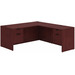 CLALD1039- Classic L-Shape Desk 66" W x 30" D with 47" Return and 2 Box/File Pedestals- Mahogany