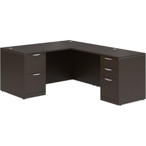 CLALD2036- Classic L-Shape Desk 60" W x 30" D with 42" Return and 2 Full Pedestals- Espresso