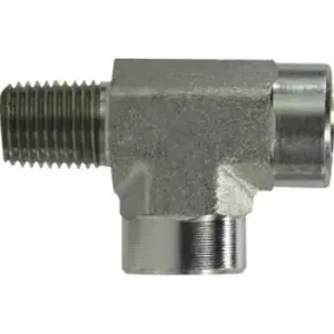 Run Pipe Tee, 1/4-in Male NPTF x 1/4-in Female NPTF x 1/4-in Female NPTF, Steel