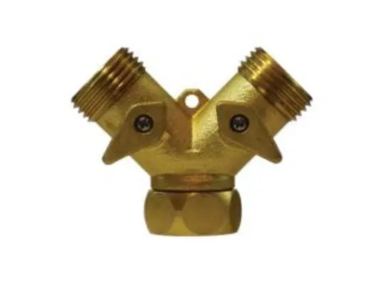 Swivel Wye Connector with 2-Way Hose Shut-Off and Brass Levers, 3/4 in FGH x 3/4 in MGH