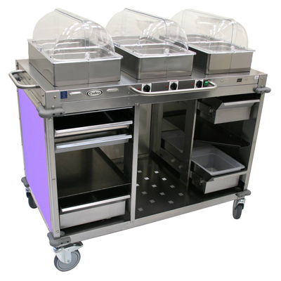 Cadco CBC-HHH-L7-4 MobileServ® Mobile Hot Buffet Cart (3) Hot Full Size Buffet Servers