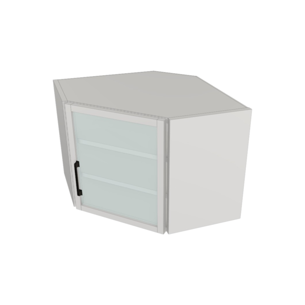 Fresno Pure White Box Glass Door Angle Wall Kit - 24”x 18” X 12” - Finished Interior