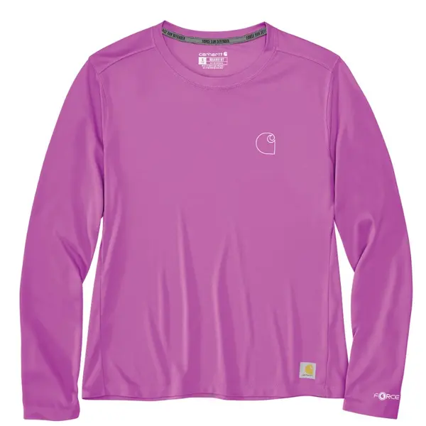 CARHARTT 106632 - Women's Force Sun Defender™ Relaxed Fit Lightweight Long-Sleeve Logo Graphic T-Shirt - Electric Fuchsia 
