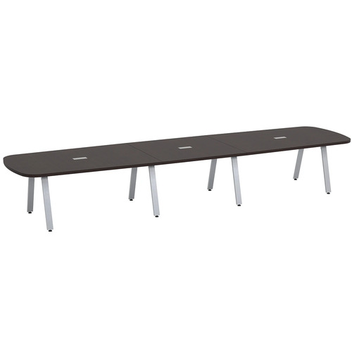 Signature Arena Conference Table 16 Foot - Espresso with Silver Metal Legs