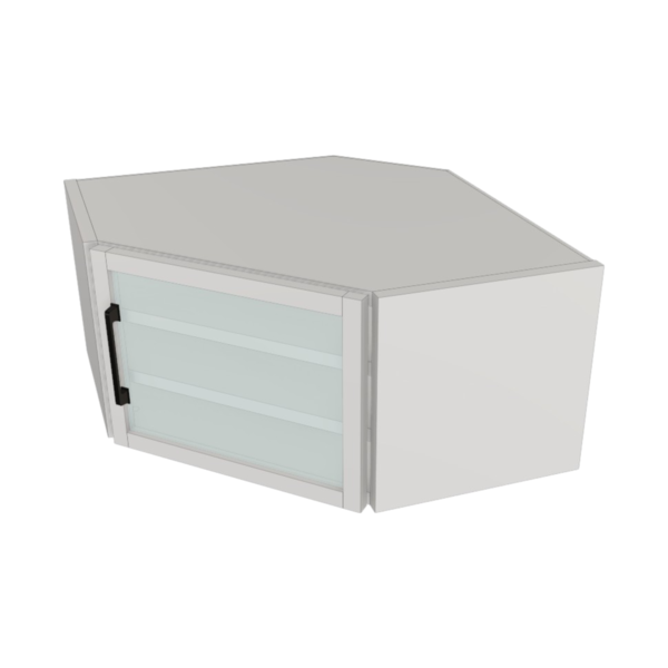 Fresno Pure White Box Glass Door Angle Wall Kit - 24”x 12” X 12” - Finished Interior