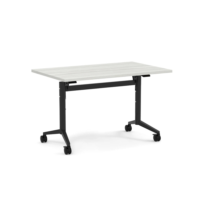 Nestling Flip Top Table 30" X 48" - Silver Birch Top with Black Base