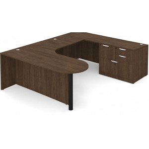 CLAUD1007R Executive Bullet U-Shape Typical 71" X 101" Desk- Modern Walnut/Black