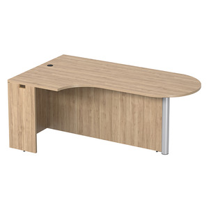 PL133L CORNER EXT. BULLET DESK w/POST - LEFT- Aspen & Silver