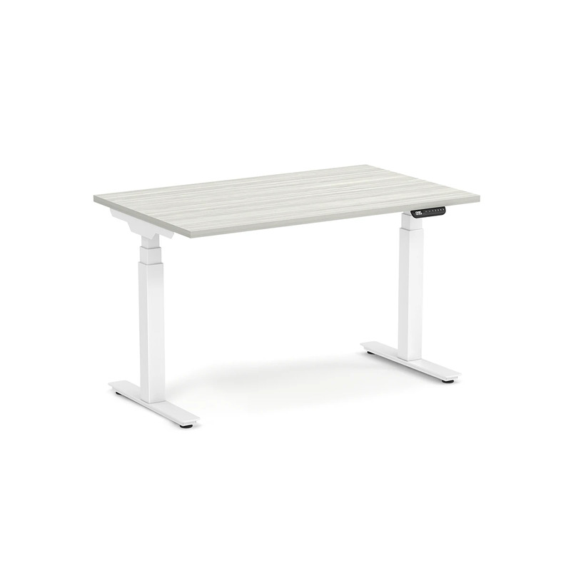 Enhance Electric Height-Adjustable Desk 30" X 48" - Silver Birch with White Base