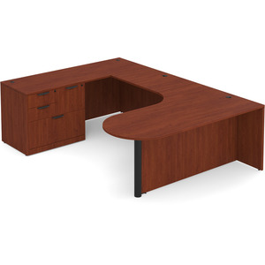 CLAUD1007L Executive Bullet U-Shape Typical 71" X 101" Desk- Cherry/Black