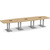  14' Classic Boat Shape Conference Table with Palmer Base - Aspen Top, Silver Brushed Base
