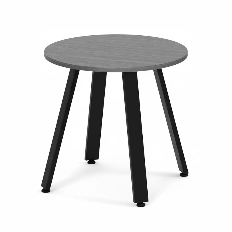 Signature Round Meeting Table 30" - Newport Grey with Black Metal Legs