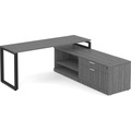 Encore L-Shape Desk 71" x 72" with Personal Storage and Bookcase Credenza - Newport Grey