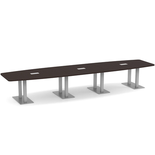 Boat-Shape Conference Table 16 Ft with Palmer Brushed Double Base - Espresso