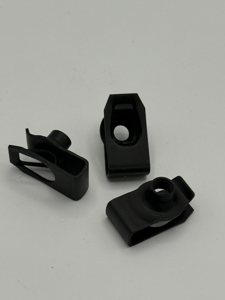 M8 - 1.25 LONG THROAT MULTIPLE THREAD SPRING NUT U TYPE 1050 - 1065 STEEL ZINC PHOSPHATE PER PRINT