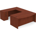 Classic U-Shape Bowfront Workstation 107" x 71" with Box/Box/File Pedestal - Cherry