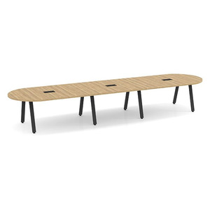 16ft Racetrack, Signature Conference Table: Black Metal Base, Aspen Top