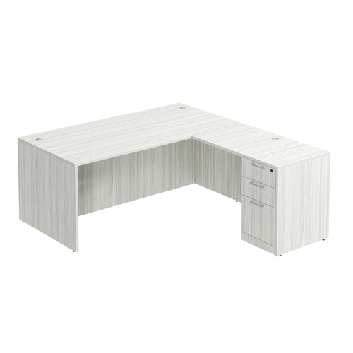 Classic L-Shape Desk 72" x 71" with Box/Box/File Pedestal - Silver Birch