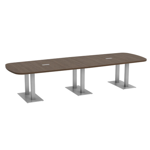 Arena Conference Table 12 Ft with Palmer Brushed Double Base - Modern Walnut